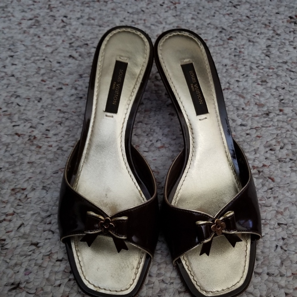 AUTHENTIC Louis Vuitton dark brown slides